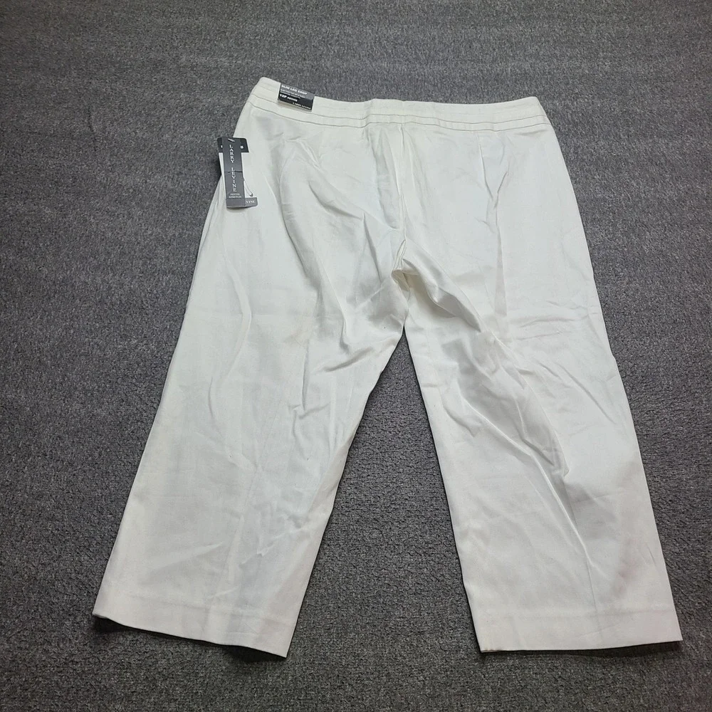 Larry Levine Slim Leg Crop Pants Women 12P‎ White New Slim Fit Petite Trousers